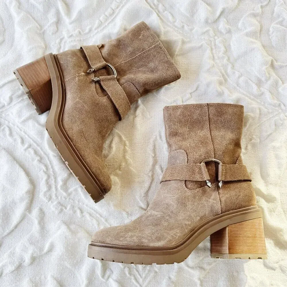 Dolce Vita Camros Buckled Moto Ankle Boots Size 6.5 New